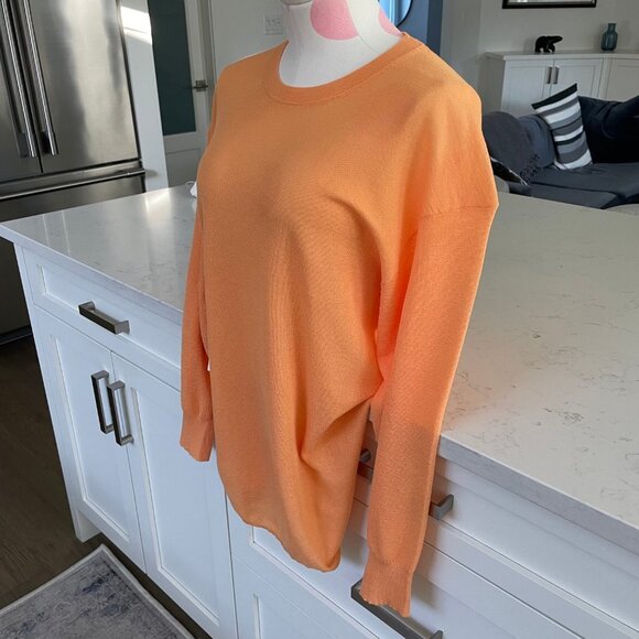 Aritzia Babaton Beck Linen Lg Sleeve Crew Neck Knit Sweater Apricot Ice Sz M NWT - Picture 2 of 11